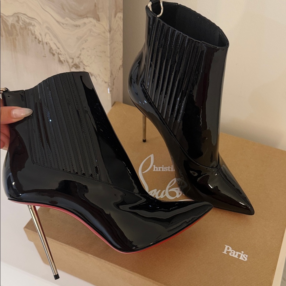 Christian Louboutin Glossy Black Ankle Booties - Picture 2 of 8
